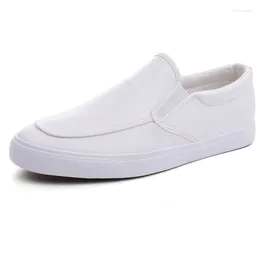 Casual Shoes Men Loafers Soft Leather Slip-on Flat Fashion Male Black White A1187