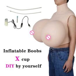 Breast Pad Huge Boobs X Cup DIY Inflatable Breast Forms Silicone Boobs S ZZZ Cup Male To Female for Crossdresser Cosplay 240330