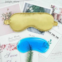 Sleep Masks Icy Sleep Mask Imitated Silk Soft Sleeping Eye Mask Eye Shade Eyepatch Blindfold Travel Nap with Cool Ice Bag Y240401