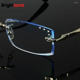 Sunglasses Frames High-end Customised Korean Crystal Diamond Cutting Side Rimless Men Prescription Diopter Eyeglasses Frame Optical Eye