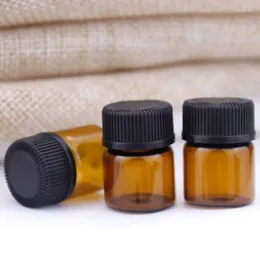 Storage Bottles 1ml 2ml Amber Glass Essential Oil Bottle Perfume Sample Tubes With Plug And Cap LX2634