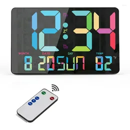 Wall Clocks Digital Clock 10.98 Inch LED Alarm Large Display With Temperature Auto Dimmable Calendar Easy Instal