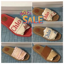 Luxury Sandals Famous Designer Women Slippers Soft Shoes Embroidered Linen High Heel Sandale Slides 2024