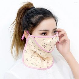 Scarves Flower Sunscreen Face Veil Outdoor Gini With Neck Flap Summer Silk Mask Cycling Anti-UV