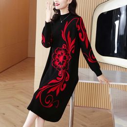 Casual Dresses 2024 Fashion Knitted Dress Women's Autumn Versatile Cashmere Bottom Skirt Korean Loose Tight Holiday Party Sweater Vestidos