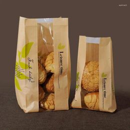 Gift Wrap 100 Pcs Kraft Paper Bag Window Bread Donut Leisure Food Packaging Bags Cake Toast DIY Baking Bakery White Brown