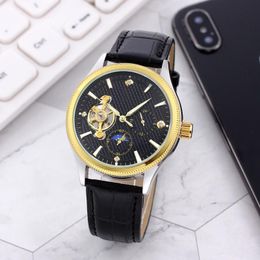 Design Mechanical Luxury Watch for Men Fashion Business High Quality Leather Automatic Watches Square Stainless Steel Clock+box