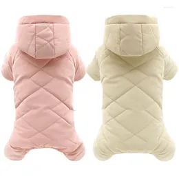 Dog Apparel Thickened Warm Solid Jumpsuit Winter Pink Yellow Cotton-Padded Four-Legged Clothes For Small Dogs Shih Tzu Puppy Coat Jacket