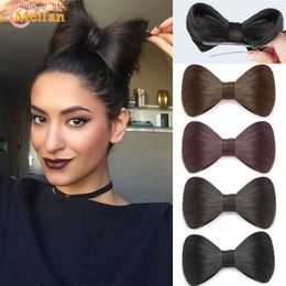 Synthetic Wigs MEIFAN Synthetic Natural Fake Hair Bow Bun Fluffy Claw Chignon Straight Updo Hairpiece High Temperture Kittybow Styling Tools Y240401
