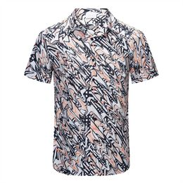 Men's Short sleeve Hawaiian shirt Fashion beach shirt single breasted large print letter Silk Twill bowling Casual Shirt Swimming men's summer dress shirt #35