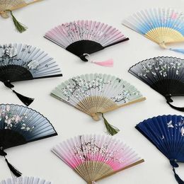 Decorative Figurines Party For Foldable Bamboo Handheld Folding Fans Style Wedding Framed Women Silk Chinese