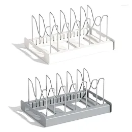 Kök förvaring utbyggbara kokkärls lock arrangörsställ under skåp-gummi-doppad panna för skåp