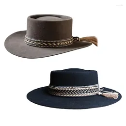 Berets Western Cowboy Hat Wide Brimmed Fedoras Gift For Boyfriend Travel Outdoor Gatherings