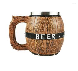 Cups Saucers Big Grip Beer Stein Stainless Steel Mug Bar Cup Wood Gift Ideas For Men Coffee