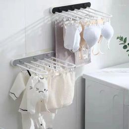 Hangers Hanger Folding Wall Mounting 24 Plastic Clips Drying Socks And Underwear Laundry Favorites Family