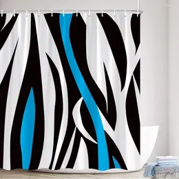 Shower Curtains Creative Geometric Blue Black White Stripes Abstract Design Modern Simple Nordic Bathroom Decor Bath Curtain Set