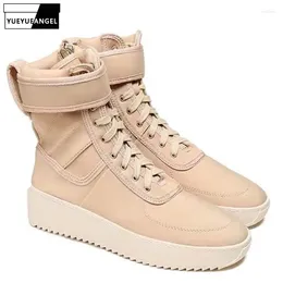 Casual Shoes Spring Autumn High Quality Men Mid-Calf Lace Up Street Style European Round Toe Military Fashion Footwear