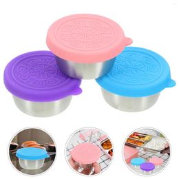 Plates Stainless Steel Sauce Cup Storage Containers Metal Cups With Lids Reusable Salad Dressing Condiment