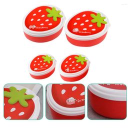 Dinnerware 4pcs Strawberry Lunch Container Box For Kids Picnicking Office School Hiking Camping Red