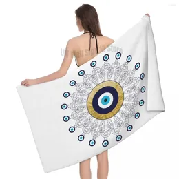 Towel Evil Eye Mandala In Gold And Blue Absorbent Microfiber Beach Bath Quick Dry Lucky Charm Amulet Shower Pool Towels