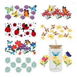 Window Stickers UV DTF Butterfly Transfer Happy Juice Printed Sticker For The 16oz Libbey Glasses Wraps Bottles D5076