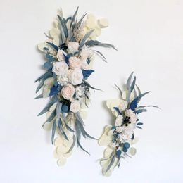 Decorative Flowers 2Pcs Artificial Floral Swag Door Wreath Arrangement Wedding Arch Flower