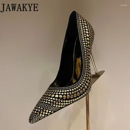 Dress Shoes 2024 Summer Luxury High Heels Black Sequined Gold Pumps Women Sexy Pointed Toe Metal Banquet