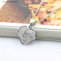 Necklace Designer Heart Shape Pendant S Sier Plated Full Diamonds Stone Women Girls Lady Wedding Jewelry