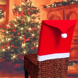 Chair Covers 4Pcs Dining Non-Woven Fabric Christmas Kitchen Decor Soft Santa Claus Hat Universal For Home Dinner