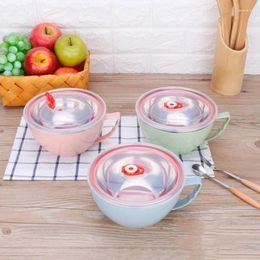 Bowls 1 PCS Household Bento Box Stainless Steel Instant Noodle Bowl With Lid And Handle Anti Scalding Insulation Rice