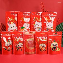 Gift Wrap 50Pcs 15x23cm 2024 Chinese Year Snowflake Crispy Nugat Candy Cookie Self Standing Sealing Zipper Bags Baking Packaging