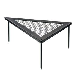 Outdoor convenient triangular iron mesh table barbecue table picnic tableware storage rack