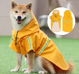 Capa de chuva de cachorro, capa de chuva de cachorro ajustável camada dupla com capuz, poncho de cachorro à prova d'água com tiras de tira refletiva e bolso de armazenamento para cães grandes médios grandes