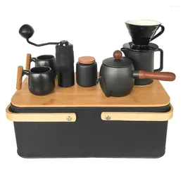 Teaware Sets Set Portable Coffee Teapot Excellent Cup Grinder All In 1 Metal Box For Outdoor Travelling Festival Gift