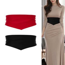 Belts 2022 New Womens Wide Belt Womens Dress Black Solid Wrap Obi Style Dress Belt Womens Tight Chest Cinch Belt Q240401