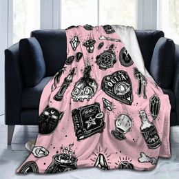 Halloween Witchy Witch Blanket Flannel Throw Lightweight Soft Cozy Sofa Bed for Men Women Teens Gifts 240326