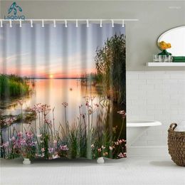 Shower Curtains Natural Scenery Eiffel Tower Wall Decorative Screen Bathroom Starry Sky Waterproof Bath