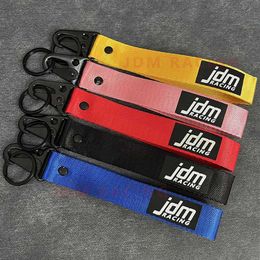 Keychains Lanyards Popular car key tags with keychain badges nylon webbing blue keychain steel spring clip hanging rope accessories J240330