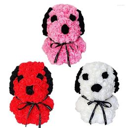Decorative Flowers Valentine Rose Dog Bear Flower Artificial With Cute Pug Design Roses Women Gifts Shape Real Looking Figure