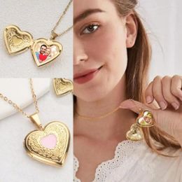 Pendant Necklaces DIY Necklace Po Picture Locket Creative Gift Valentine's Day Openable Friendship Heart