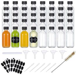 30/60ml Small Glass Bottles with Airtight Lids Clear Sample Boston Bottle/Vials/Containers for Juice Ginger Ss Potion Oils 240325