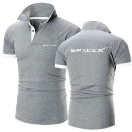 Mens Polos S Spacex Space X Logo 2022 Quality Solid Color Shirts Cotton Shorts Sleeve Casual Fashionable Summer Lapel Topmens Drop Del Dh9Sj