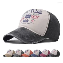 Ball Caps Baseball Cap Sun Hat Retro-style Washed Denim Colour Matching Coke Pattern Spring Autumn Hip Hop Fitted