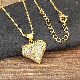 Pendant Necklaces Nidin Classic Romantic Lucky Chain For Women Gold Plated Cubic Zirconia Love Heart Neck Jewelry Wedding Gifts