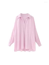 Women's Blouses 2024 Spring Leisure Fashion Unique Polo Collar Long Sleeve Single Breasted Solid Color Shirt