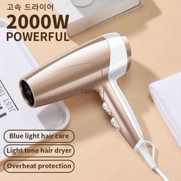 Hair Dryers High Power Wind Hair Dryer 2000W High Power Negative Ion Quick Drying Home Hair Styling Professional Hair Drye Blue Light Care 240401