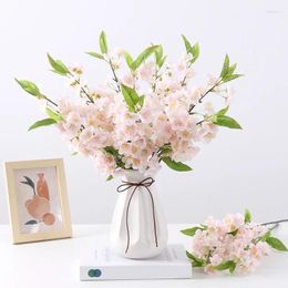 Decorative Flowers Artificial Peach Blossom Branch Simulation Flower Ornament Fake Wedding Arrangement Outdoor Garden Home Decoration