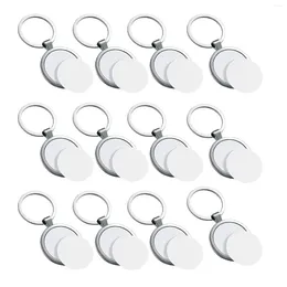 Hooks 12 Pcs Sublimation Blank Keychain Round Heat Transfer Metal Board Key Rings Thick Po