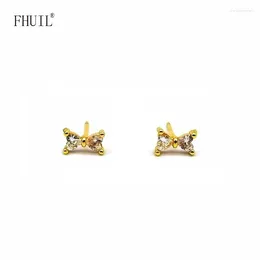 Stud Earrings Bow Cute Fine Gold Plated Cubic Zirconia S925 Silver Needles Fashion Jewellry Earring For Women Arrival