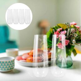 Disposable Cups Straws 4 Pcs Plastic Glass Transparent Clear Design Household Home The Pet Wedding Party Decorative